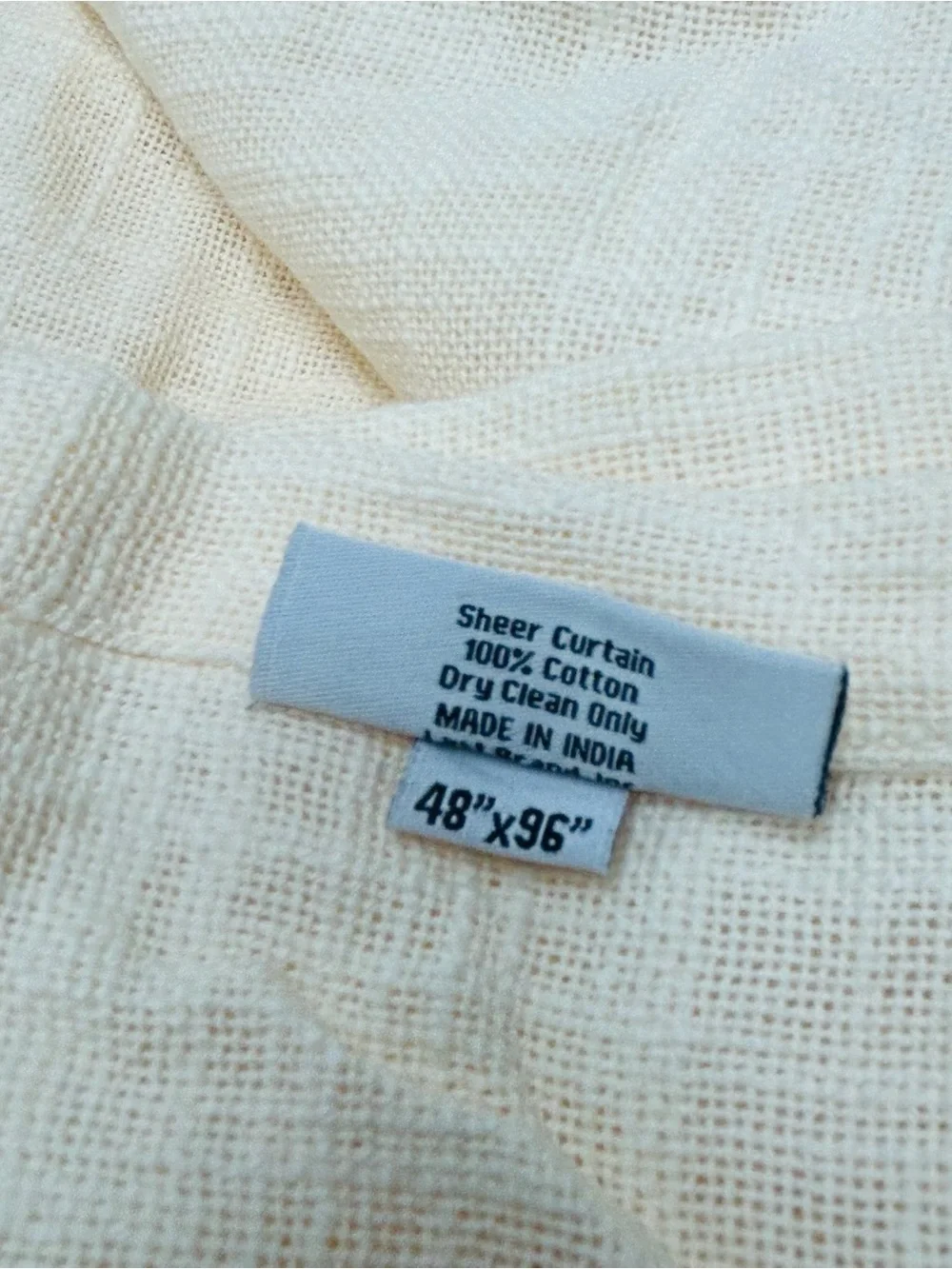 QUINCE Set Of 4 *48x89* Cotton Sheer Curtains Ivory 8945
